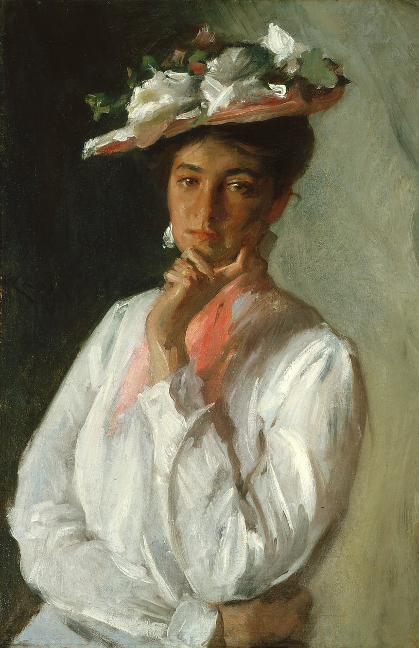 Nő fehérben (olaj, vászon) alkotó: William Merritt Chase