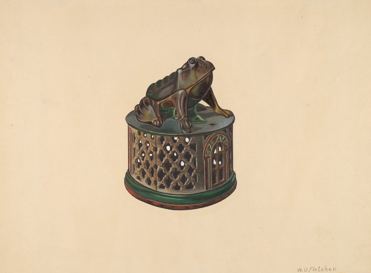 Játékbank: Béka, c. 1938. alkotó: William O. Fletcher