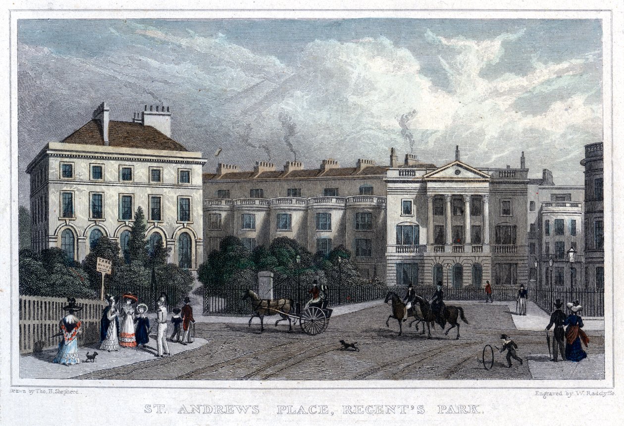 St Andrews Place, Regents Park, London, 1828. alkotó: William Radclyffe