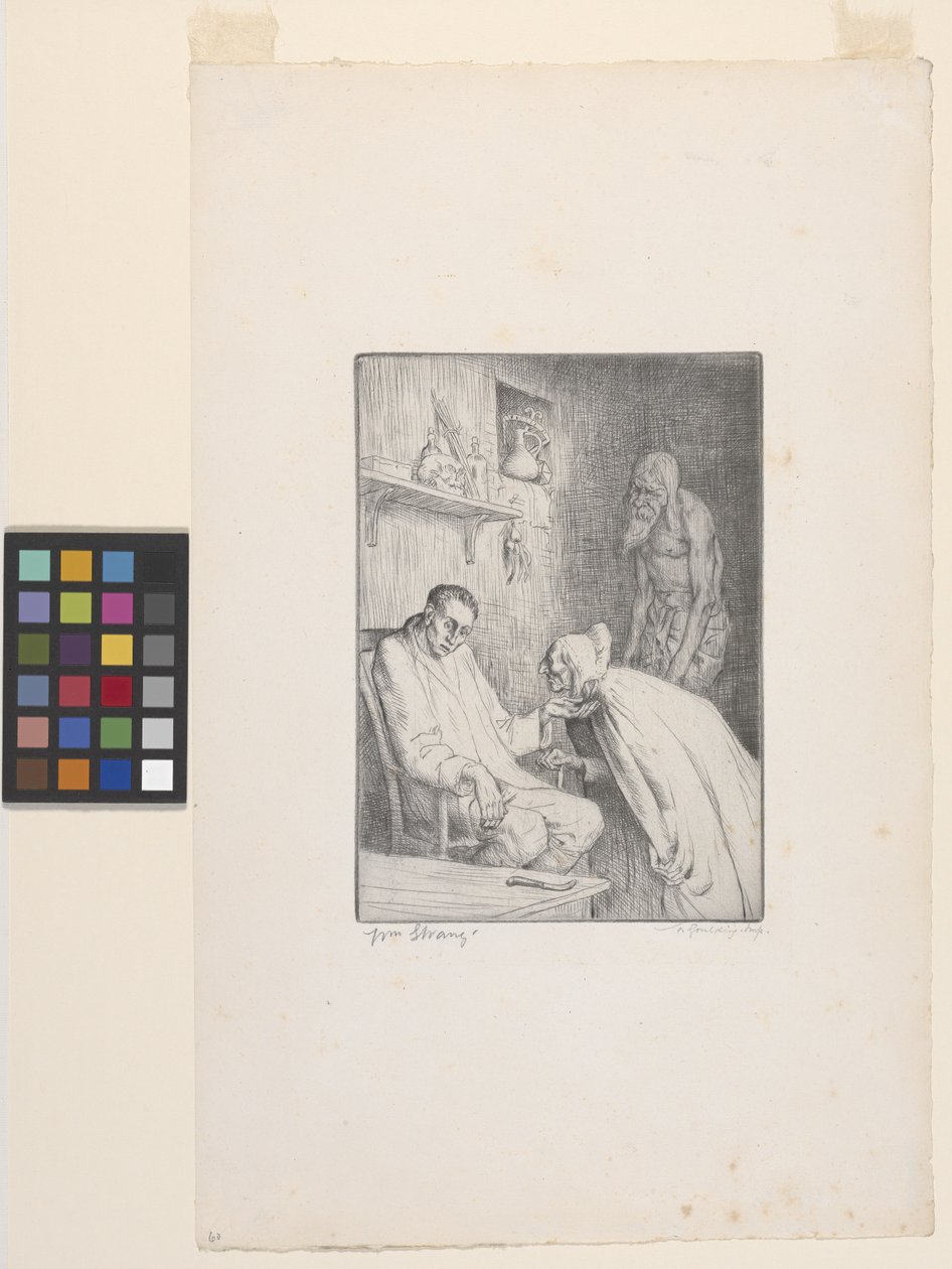Férfi és boszorkány (rézkarc) alkotó: William Strang