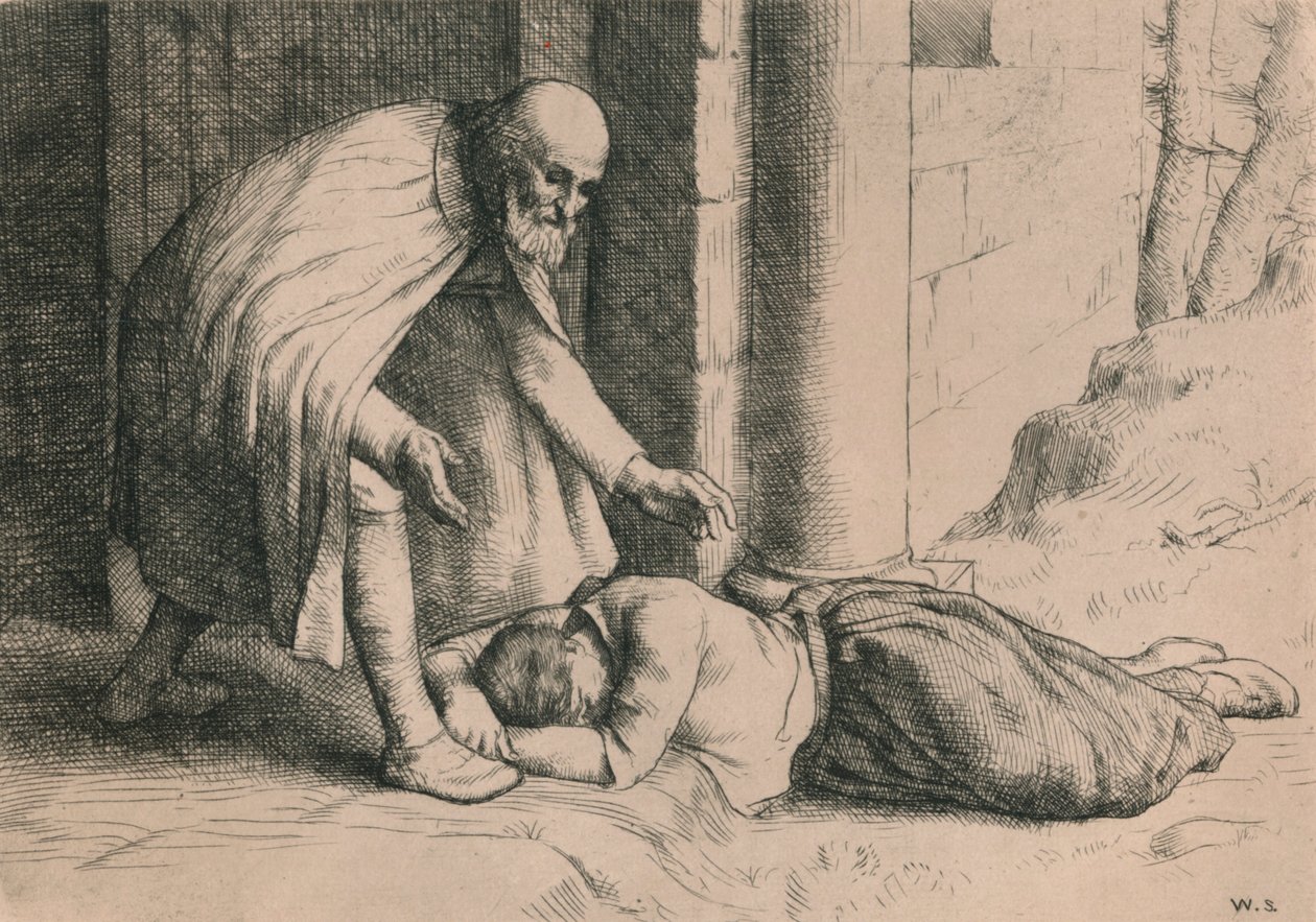 Mercy elájul a kapu előtt, 1916 alkotó: William Strang