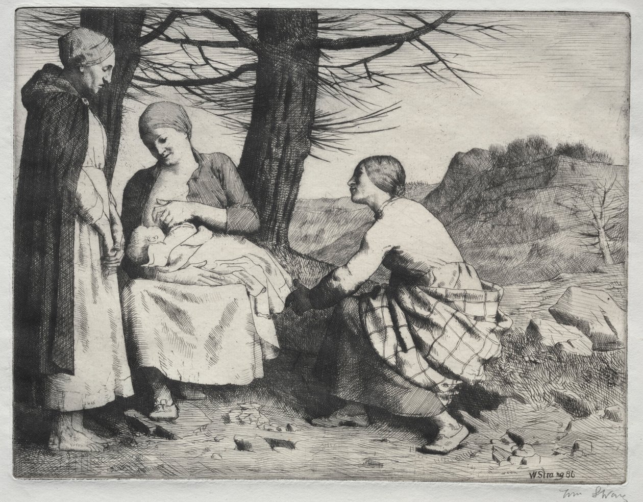Nő és gyermek, c. 1886. alkotó: William Strang