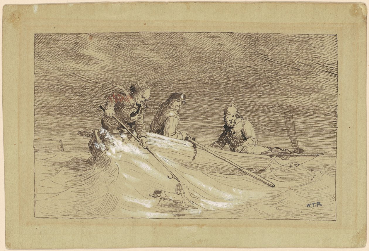 Tanulmány a "Shad Fishing" számára alkotó: William Tylee Ranney