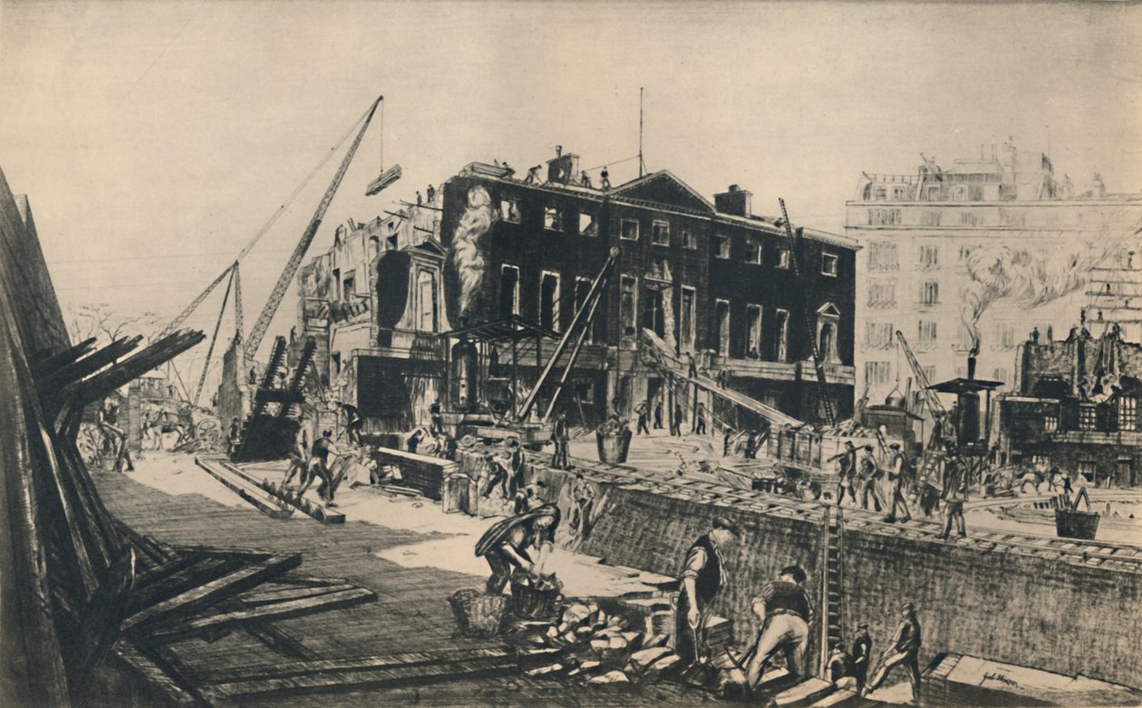 A Devonshire-ház lebontása, 1927. alkotó: William Walcot