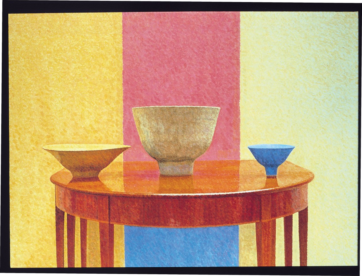 Csendélet, három Lucie Rie tál alkotó: William Wilkins