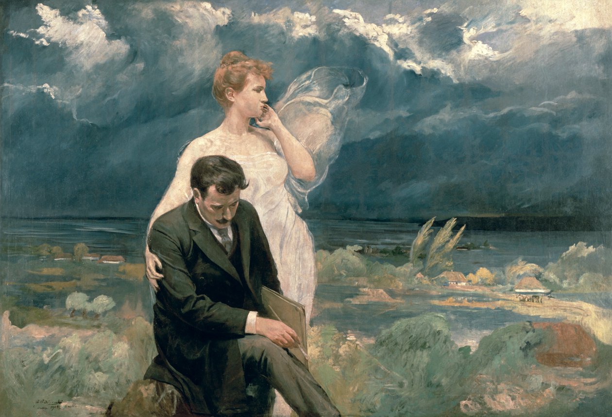 Múzsával festő, 1905 alkotó: Wincenty Wodzinowsky