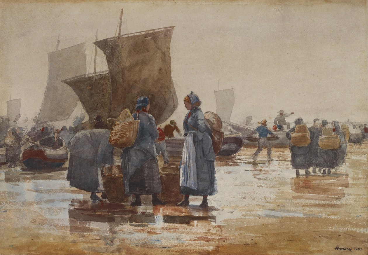 Fisherfolk on the Cullercoats strandján alkotó: Winslow Homer