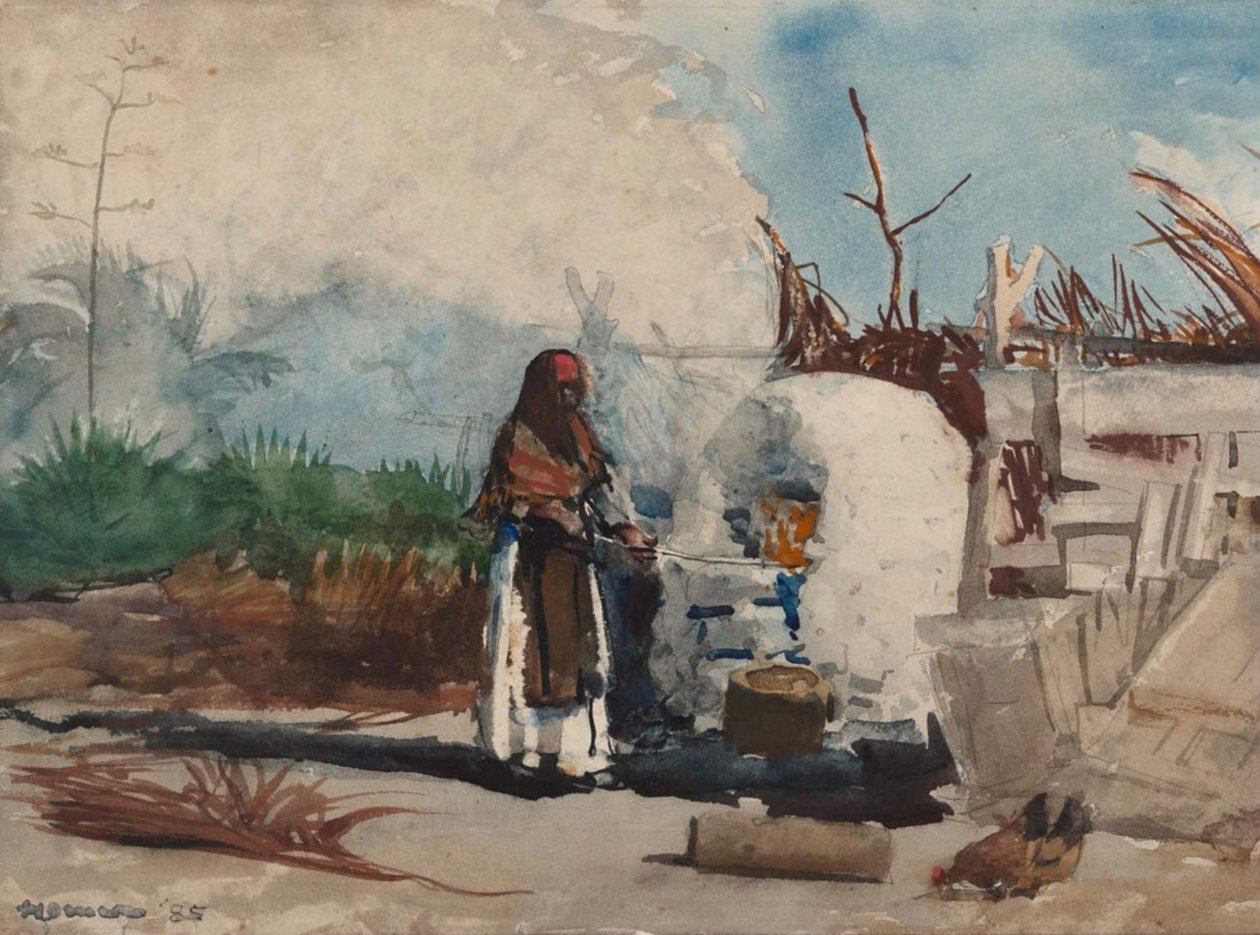 Native Woman Főzés, Bahama -szigetek alkotó: Winslow Homer