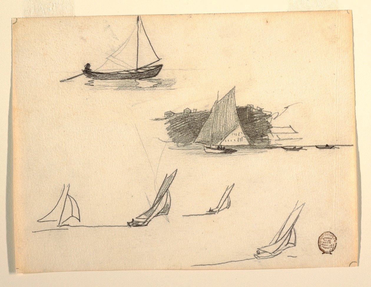Hat tanulmány a vitorlásokról alkotó: Winslow Homer