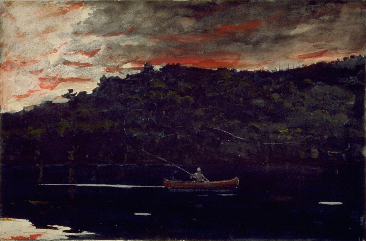 Napkelte, Horgászat az Adirondacks -ban alkotó: Winslow Homer