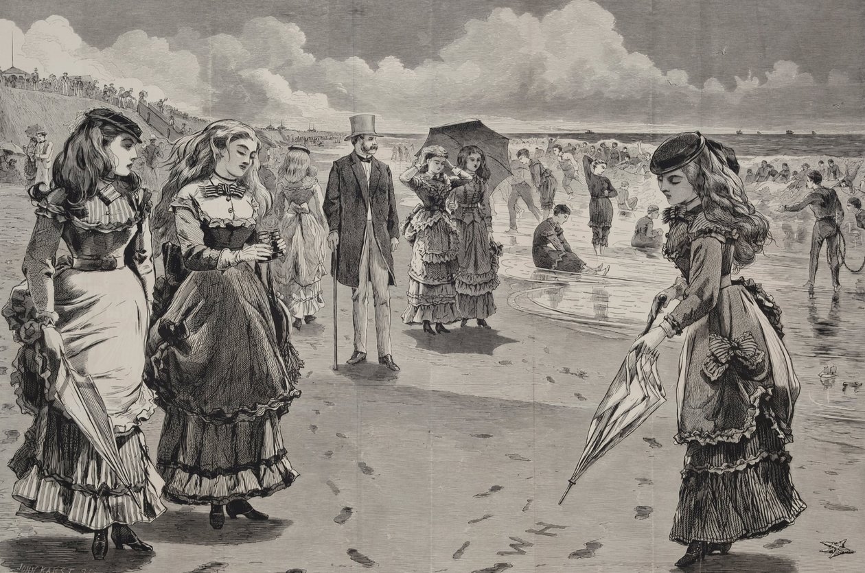 The Beach at Long Branch, megjelent az Appletons Journal művészeti kiegészítéseként, 1869. augusztus 21 -én alkotó: Winslow Homer