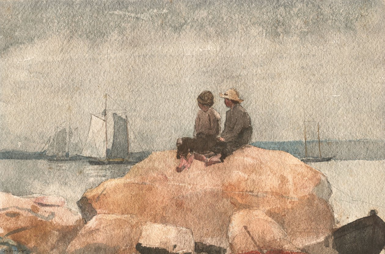 Két fiú nézi a szkúnert alkotó: Winslow Homer