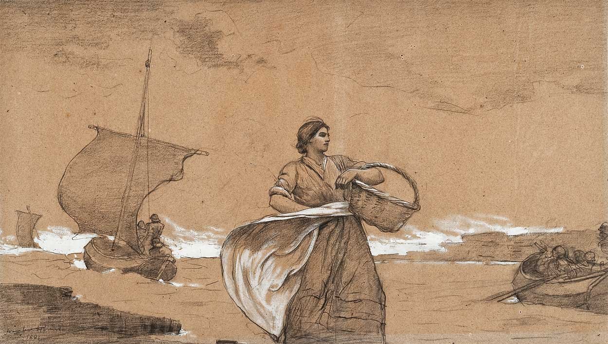 Szeles nap, Cullercoats alkotó: Winslow Homer