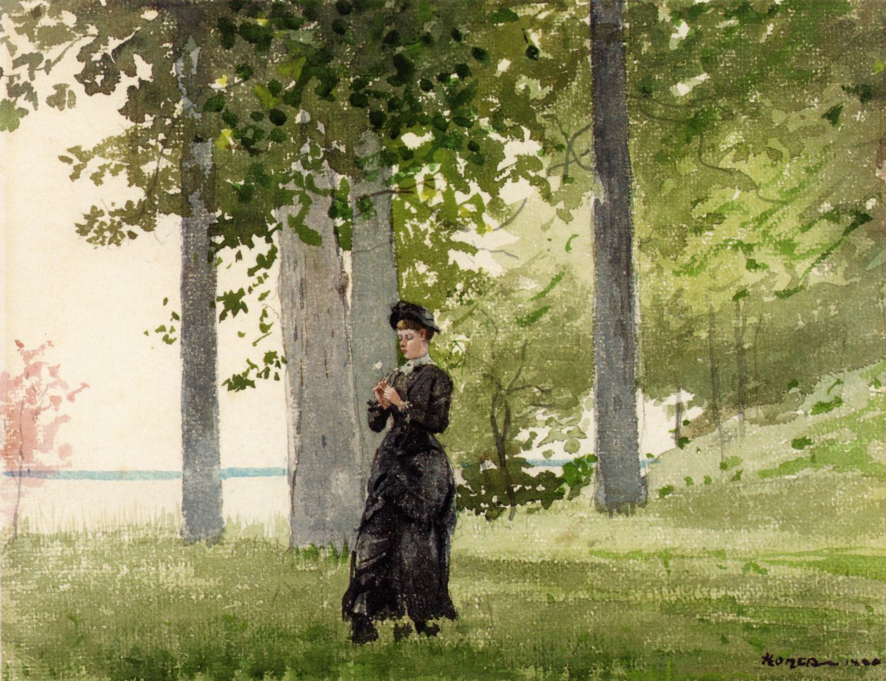 Nő virággal alkotó: Winslow Homer