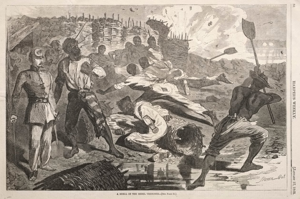 Egy lövedék a lázadó lövészárkokban alkotó: Winslow Homer