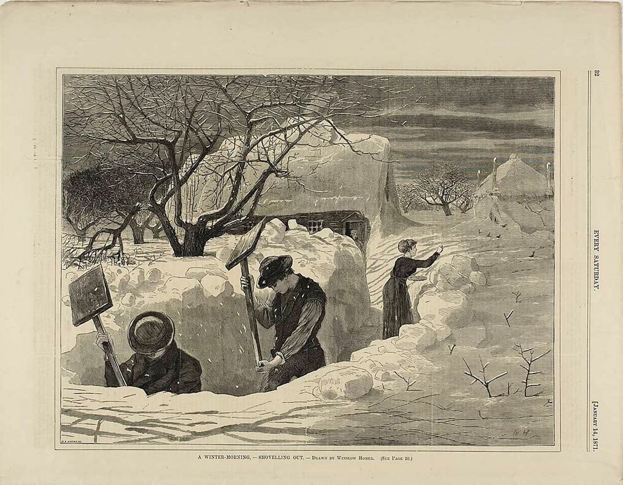 Egy téli reggel lapátolás alkotó: Winslow Homer