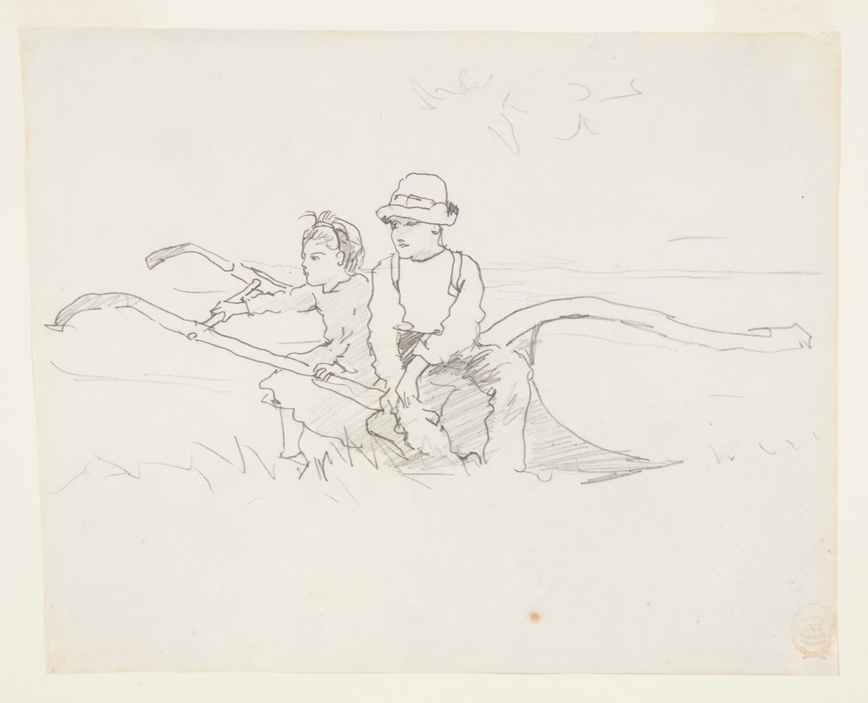 Fiú és lány egy ekén alkotó: Winslow Homer