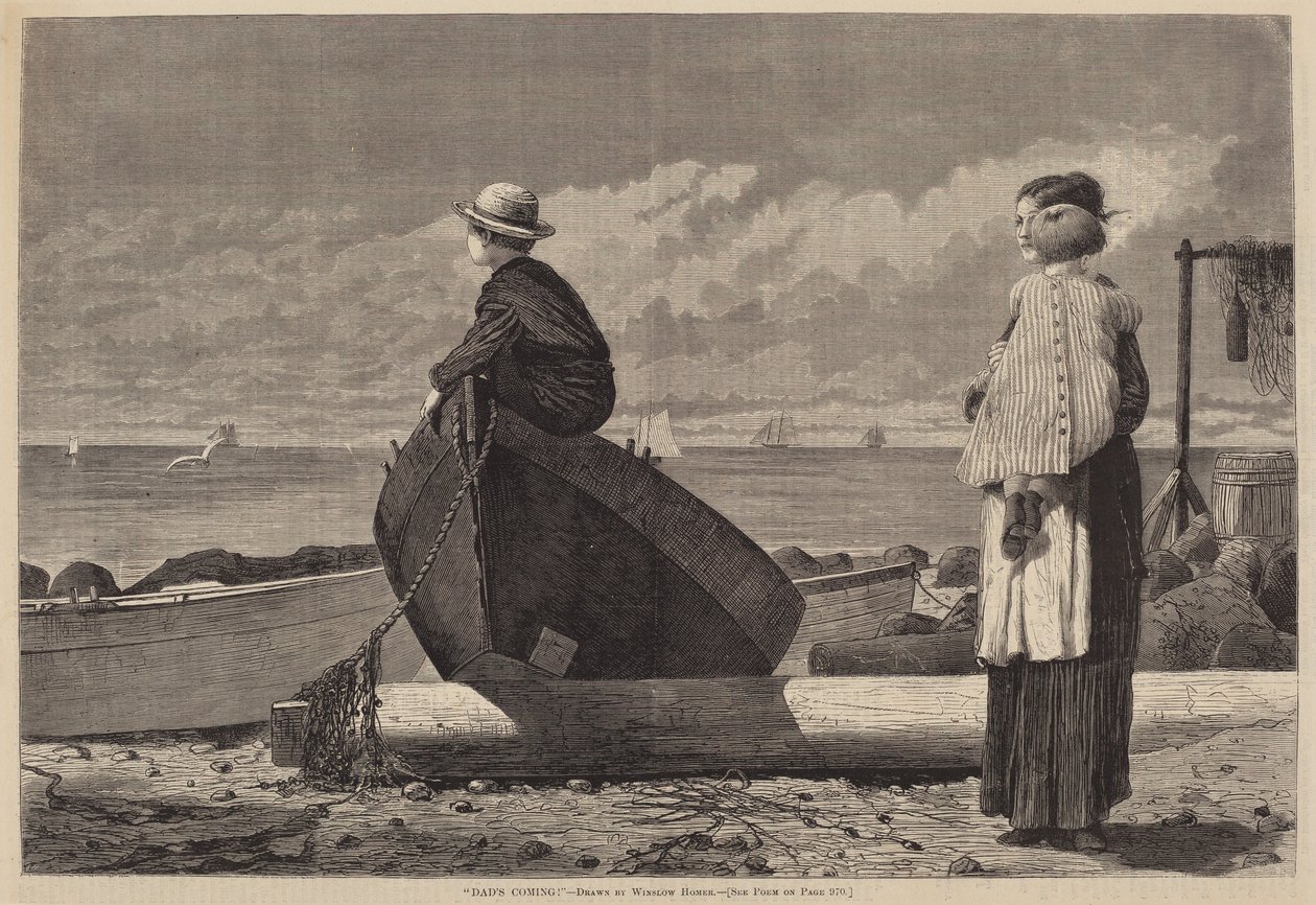 Jön a papa!, 1873-ban jelent meg. alkotó: Winslow Homer