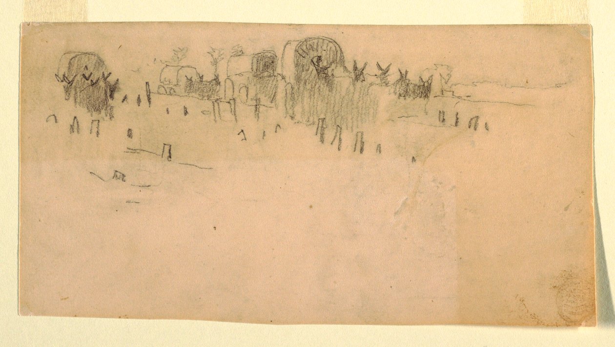 Rajz, katonai szekérvonat, 1862 alkotó: Winslow Homer