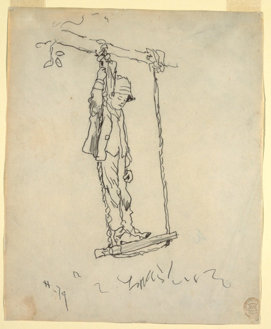 Rajz, Fiú hintán, 1879 alkotó: Winslow Homer