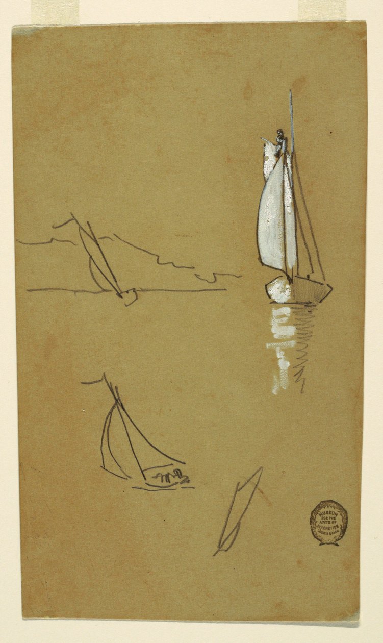 Rajz, Négy vázlat vitorlásról, 1880 alkotó: Winslow Homer