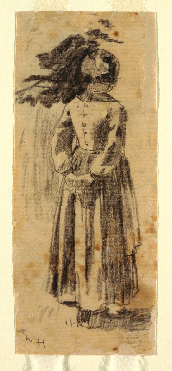 Rajz, lány, 1874 körül alkotó: Winslow Homer