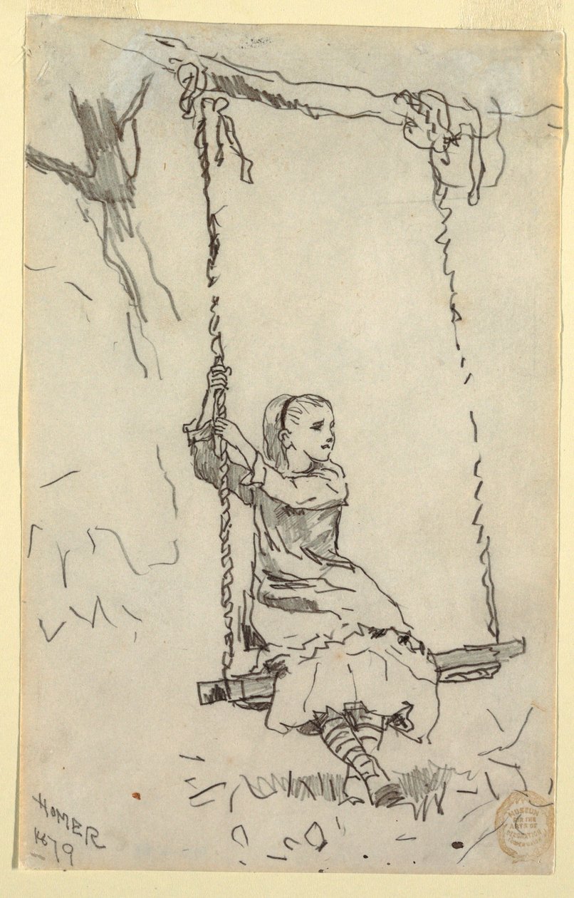 Rajz, Lány hintán, 1879 alkotó: Winslow Homer