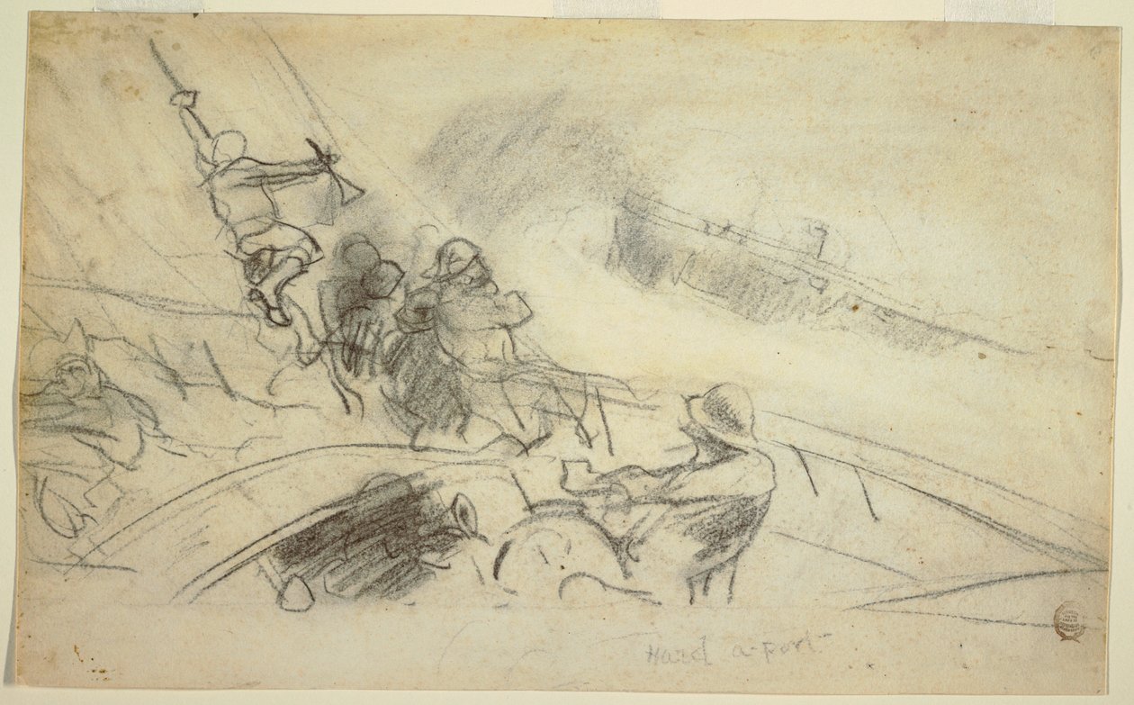 Rajz, Hard-a-Port, 1885-90 alkotó: Winslow Homer