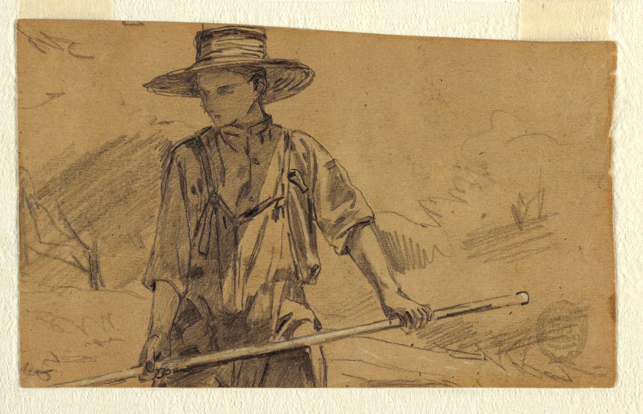 Rajz, szénakészítés, 1864 körül alkotó: Winslow Homer