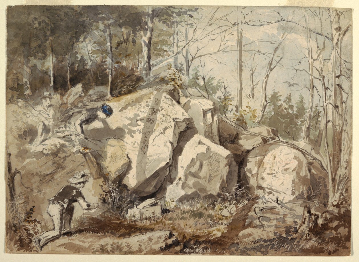 Rajz, Mókuscsapda felállítása, 1855 körül. alkotó: Winslow Homer