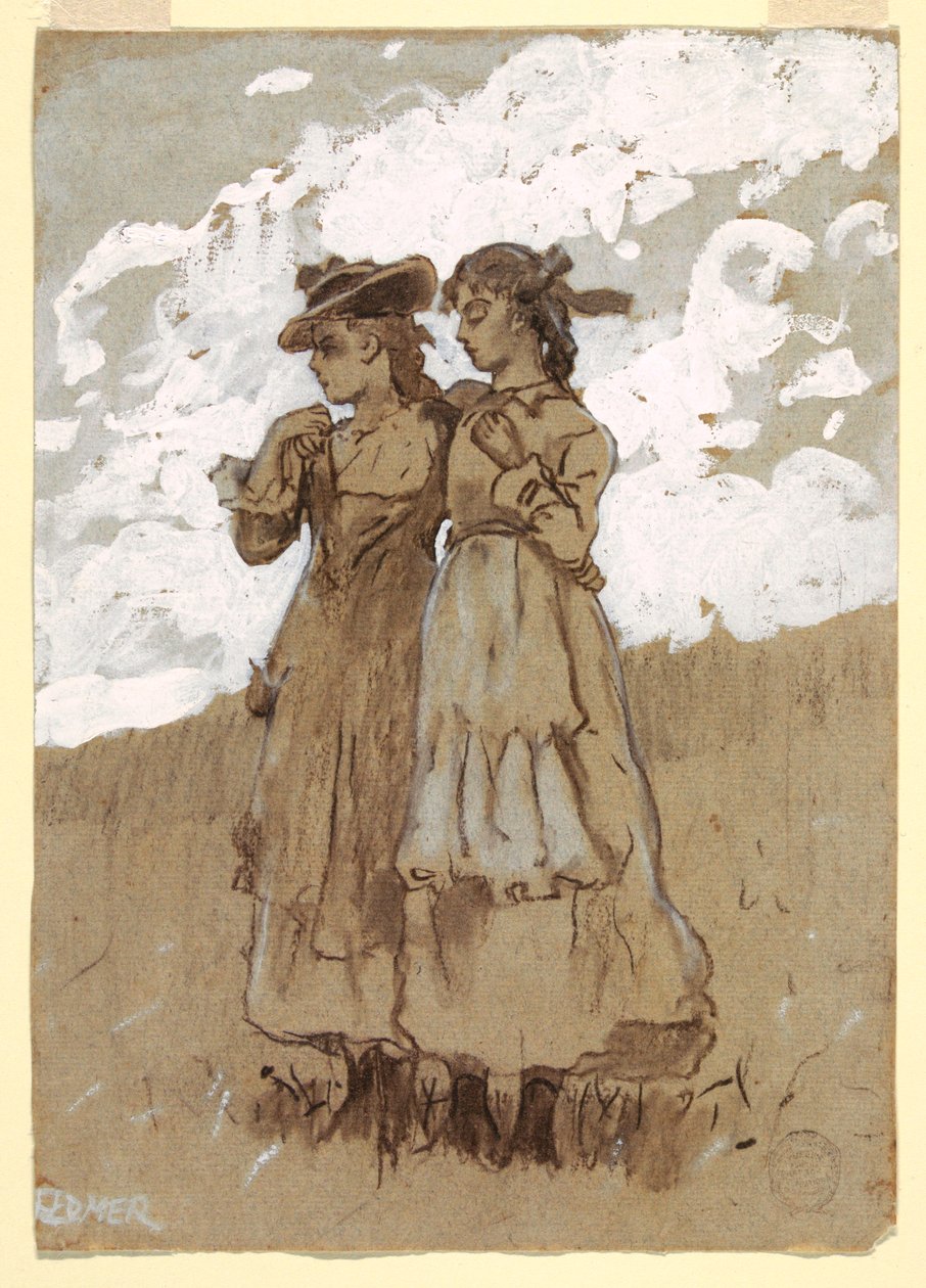 Rajz, Két fiatal lány, 1878-79 alkotó: Winslow Homer