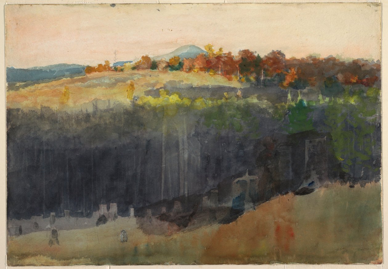 Rajz, Völgy és hegyoldal, Adirondacks, 1889-94 alkotó: Winslow Homer