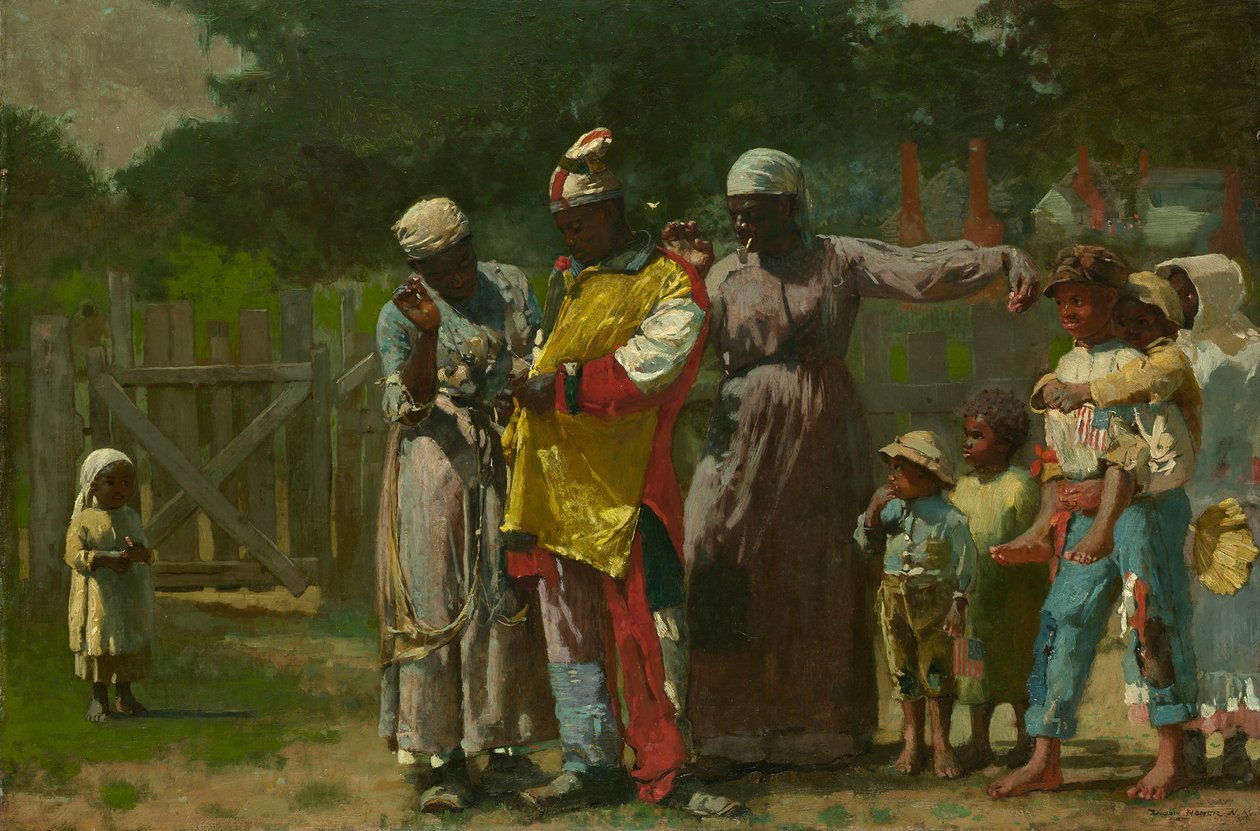 Öltözködés a karneválra, 1877. alkotó: Winslow Homer