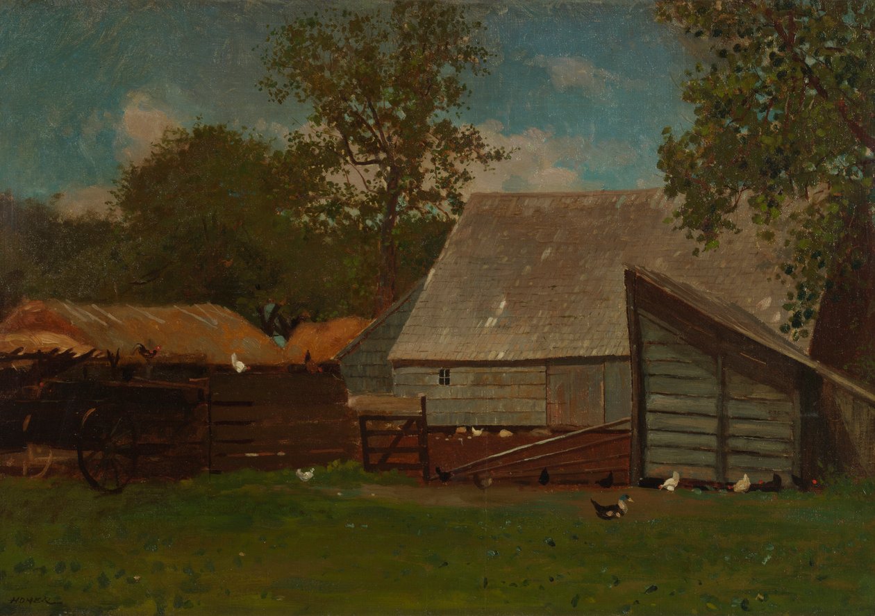 Farmyard kacsákkal és csirkékkel alkotó: Winslow Homer