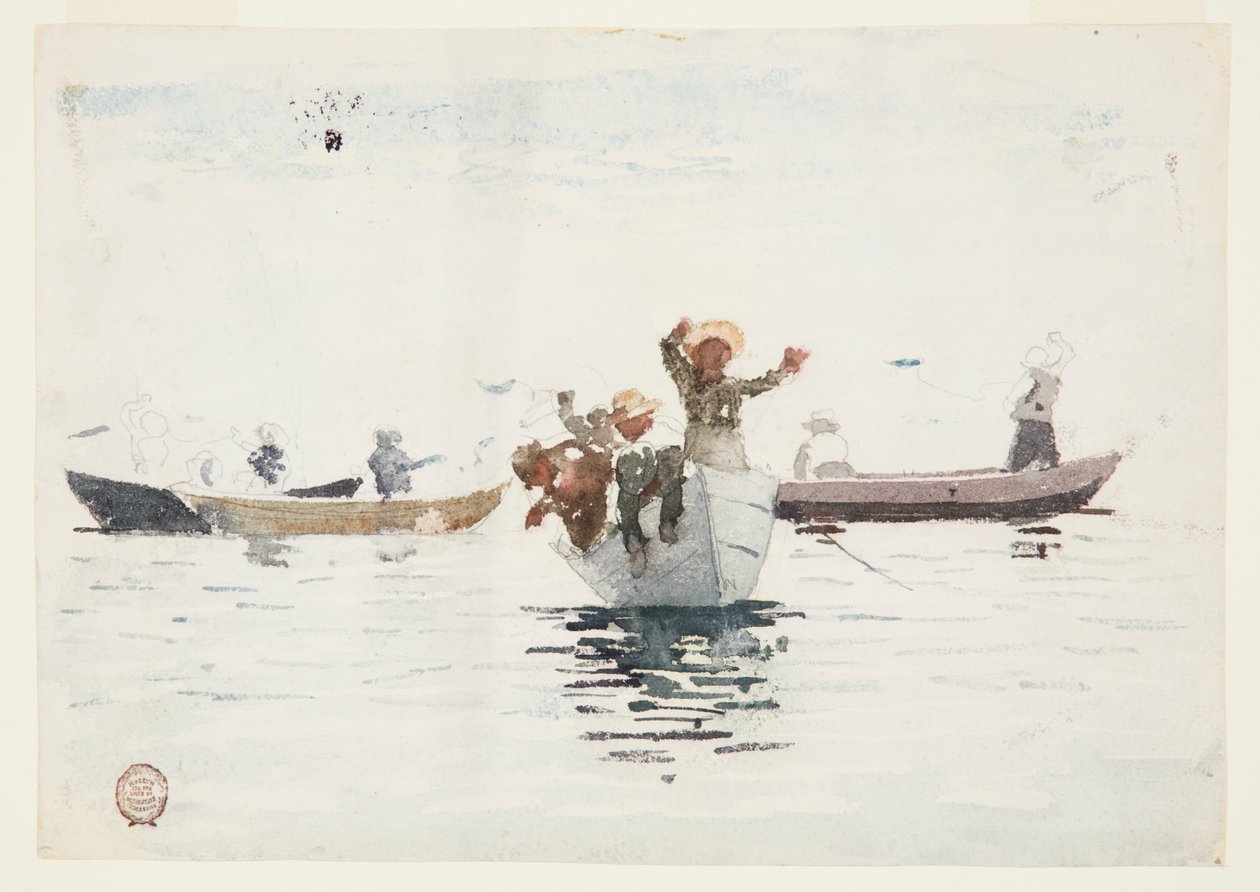 Négy evezős csónak gyerekekkel alkotó: Winslow Homer