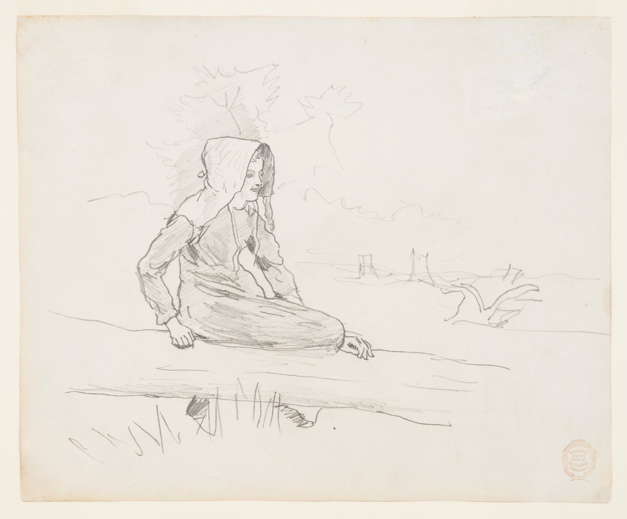 Lány ül egy fa törzsén alkotó: Winslow Homer