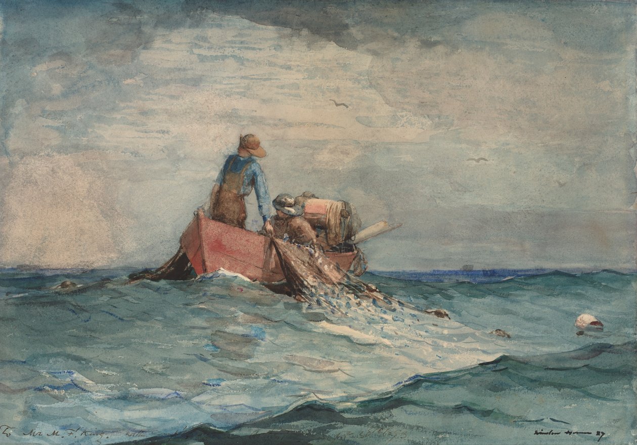 Vontatás a hálóban, 1887. alkotó: Winslow Homer