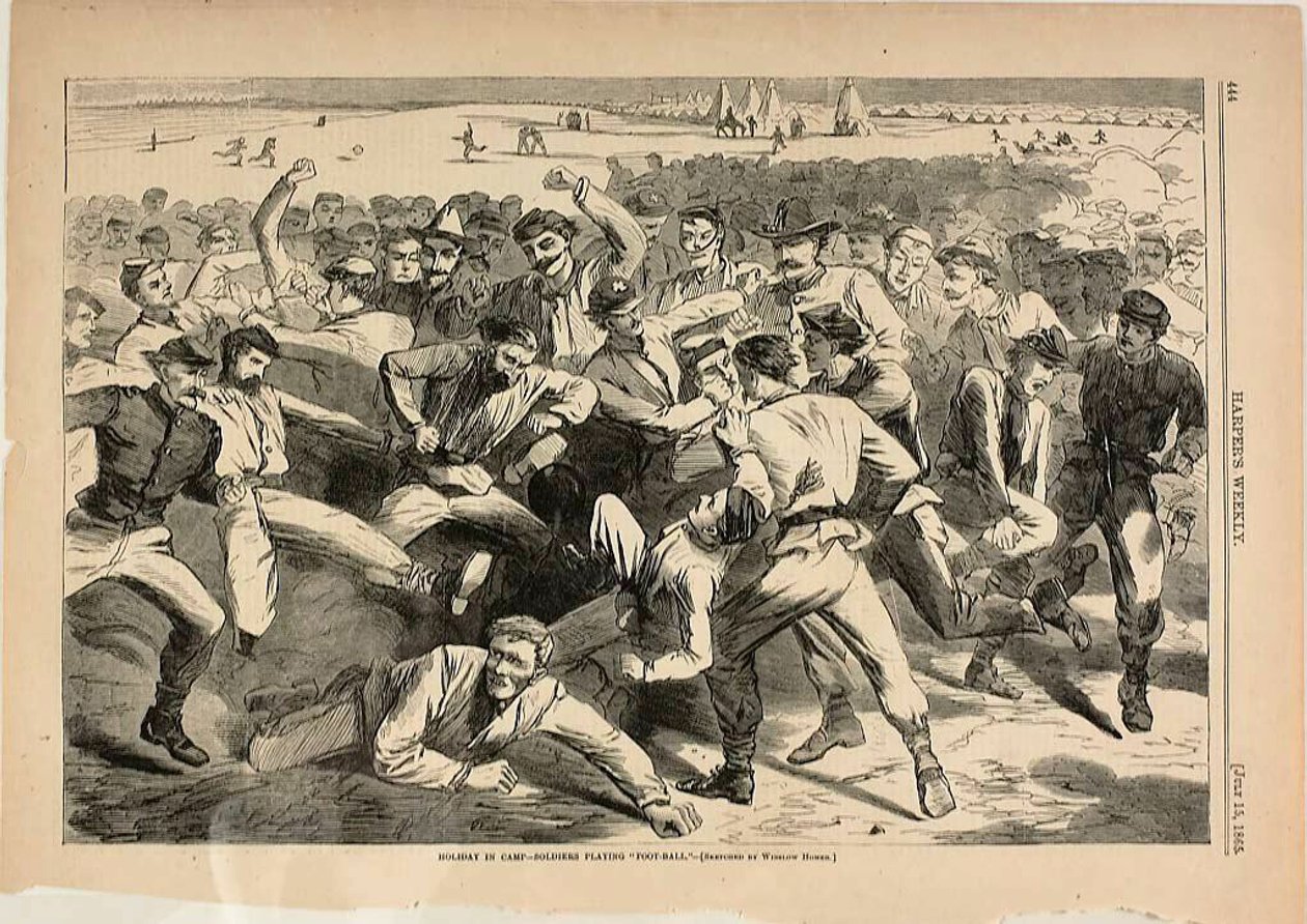 Nyaralás a táborban - a katonák "Foot-Ball"-t játszanak alkotó: Winslow Homer