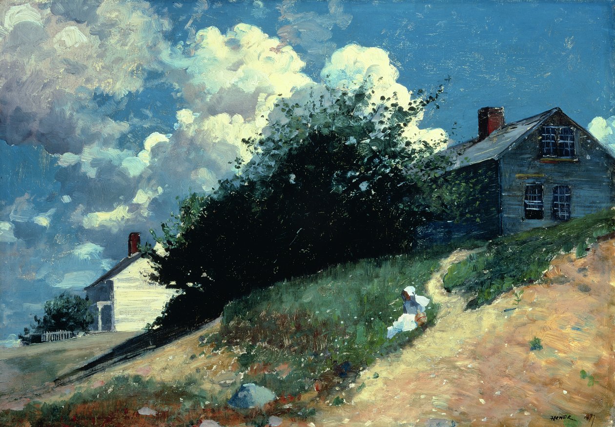 Házak egy dombon, 1879 alkotó: Winslow Homer