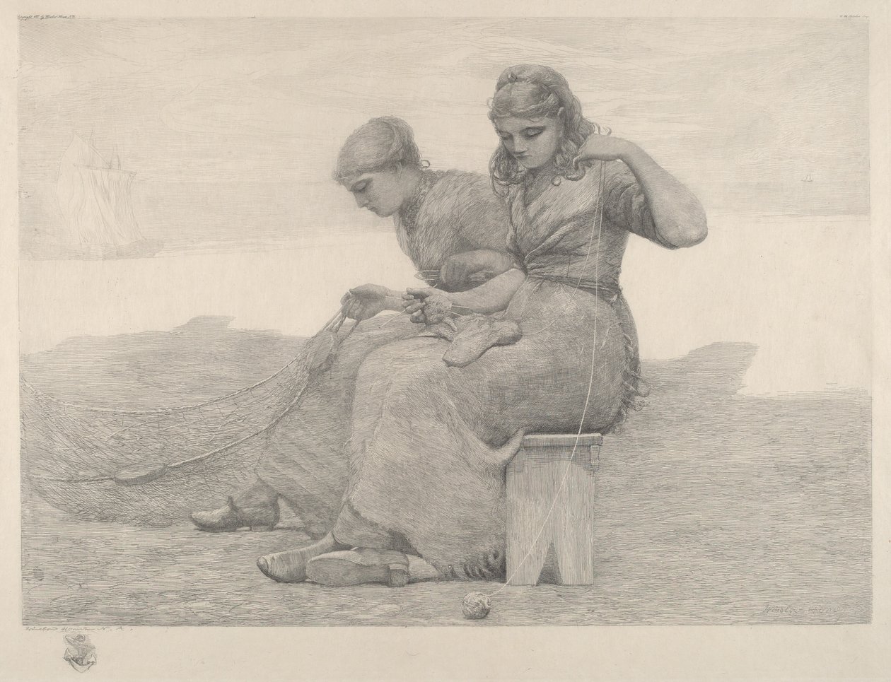 Hálók javítása alkotó: Winslow Homer