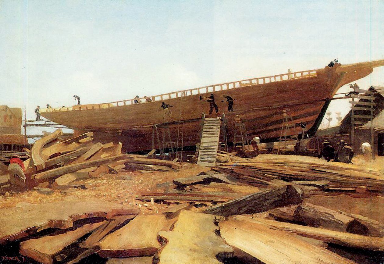 Hajógyártás, Gloucester, USA, 1871 alkotó: Winslow Homer