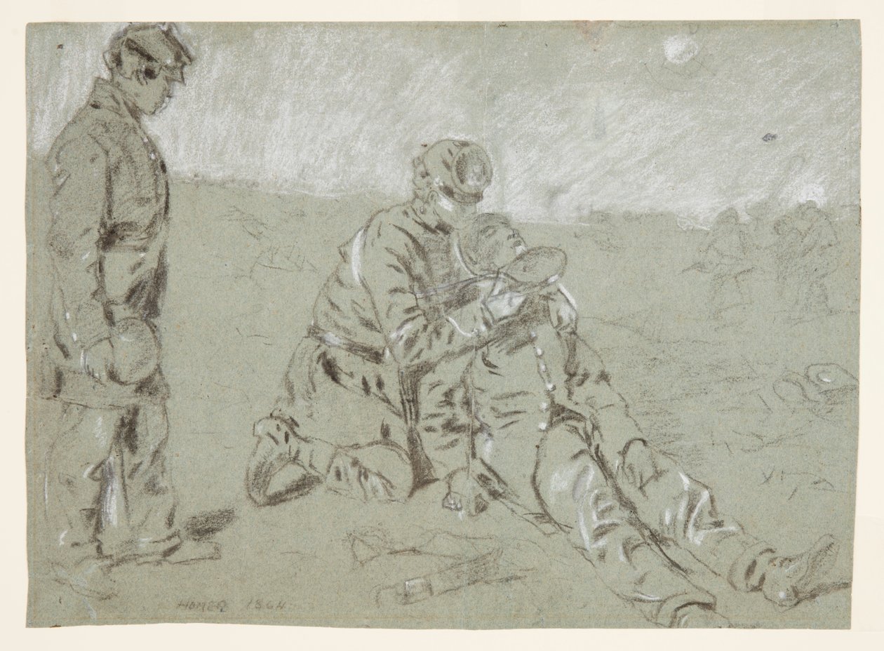 Katona vizet ad egy sebesült társának alkotó: Winslow Homer