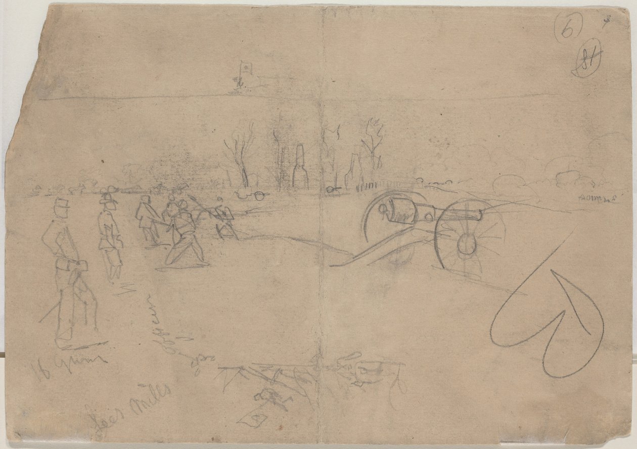 Katonák és ágyú [verso], 1862. alkotó: Winslow Homer