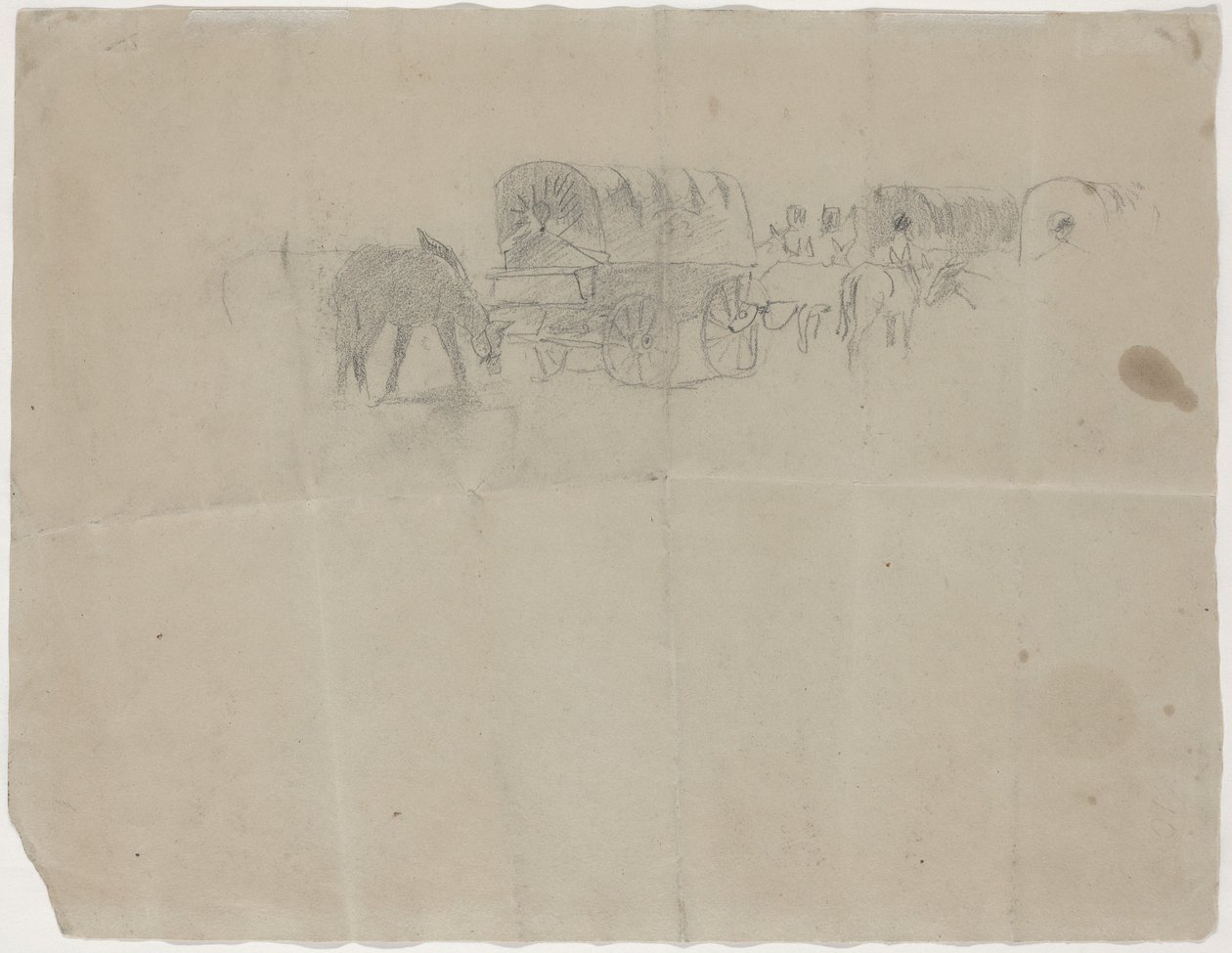 Ellátó vonat és öszvérek [verso], 1864. alkotó: Winslow Homer
