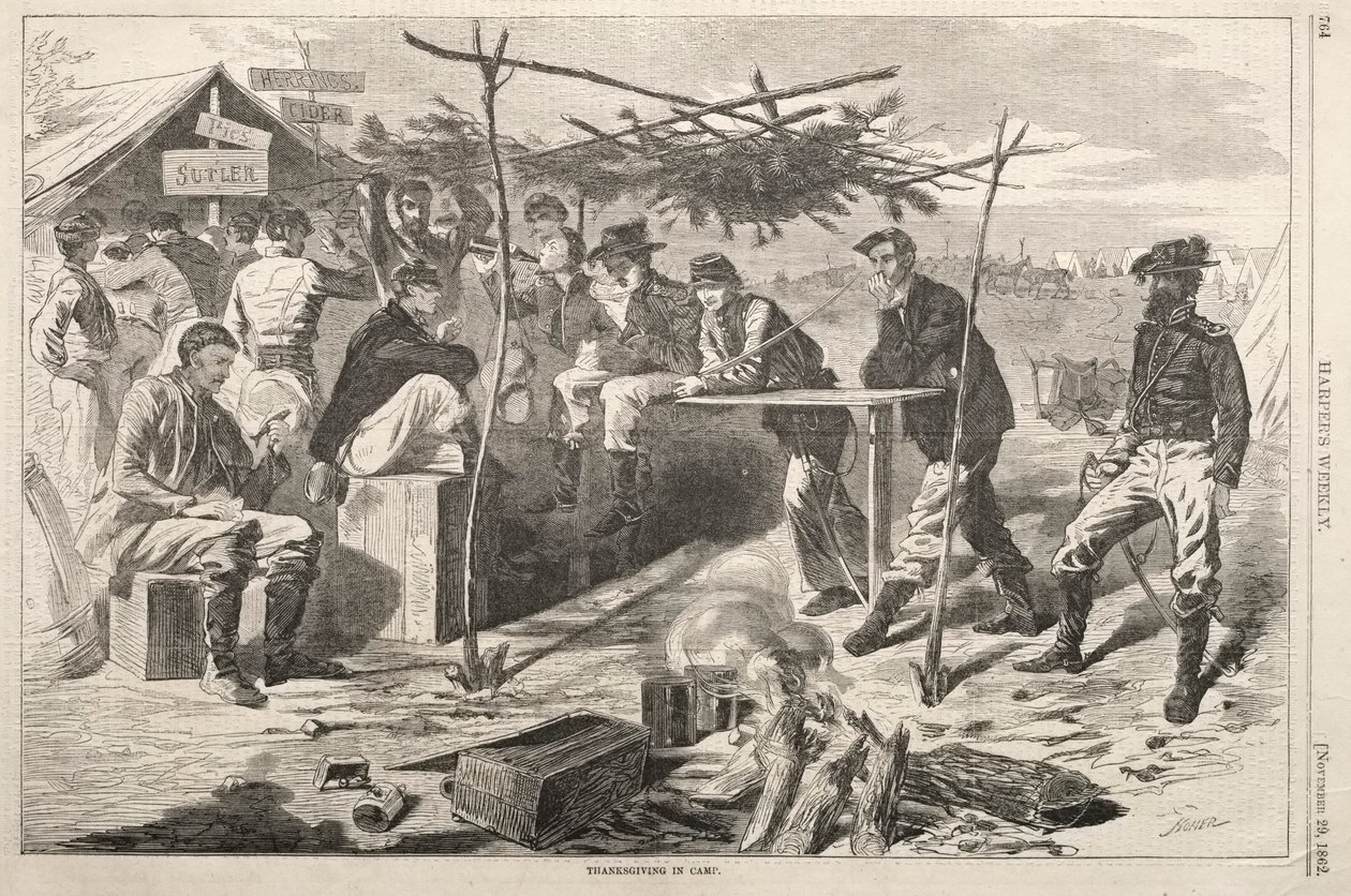 Hálaadás a táborban, 1862. alkotó: Winslow Homer