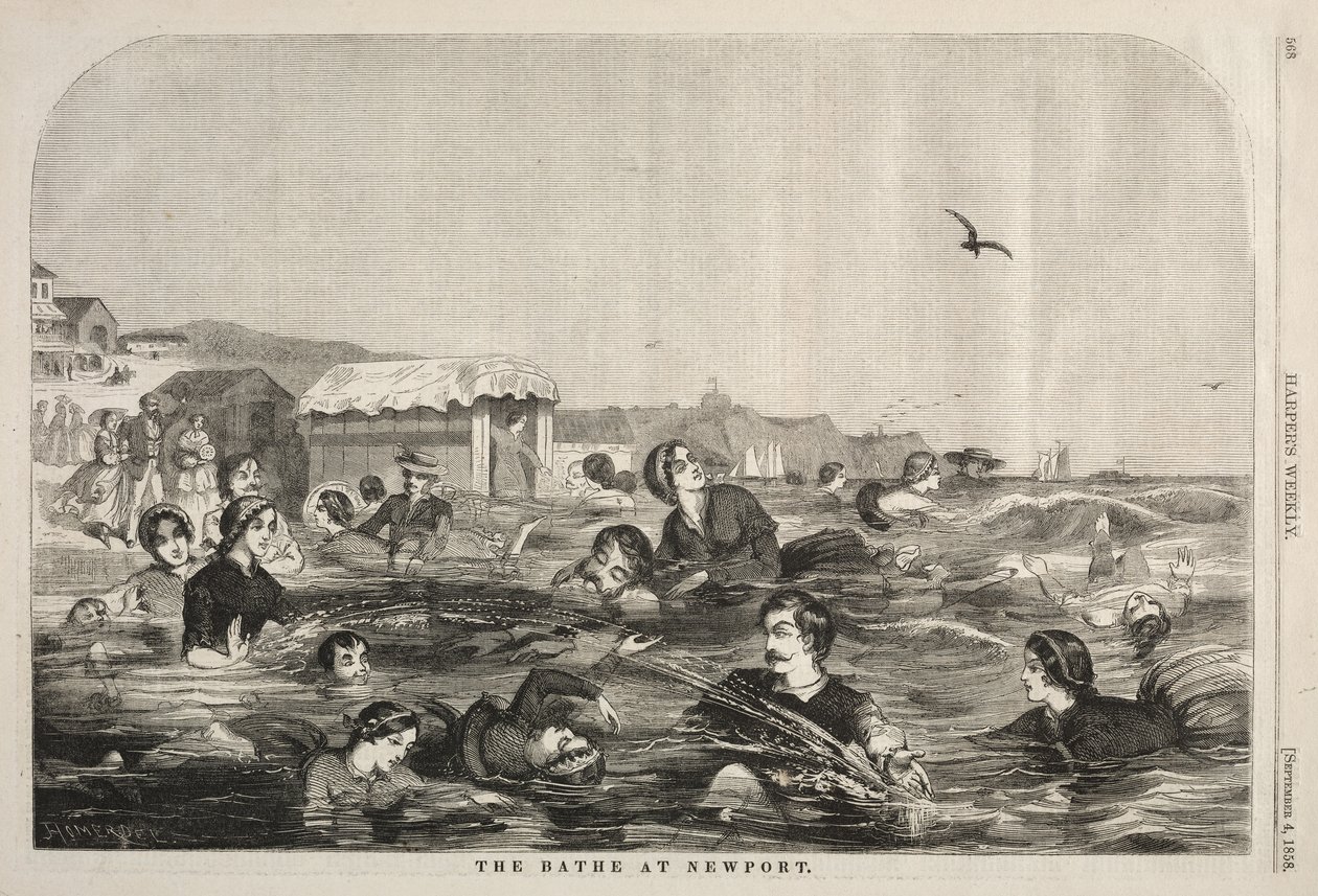 The Baths at Newport, 1858. alkotó: Winslow Homer