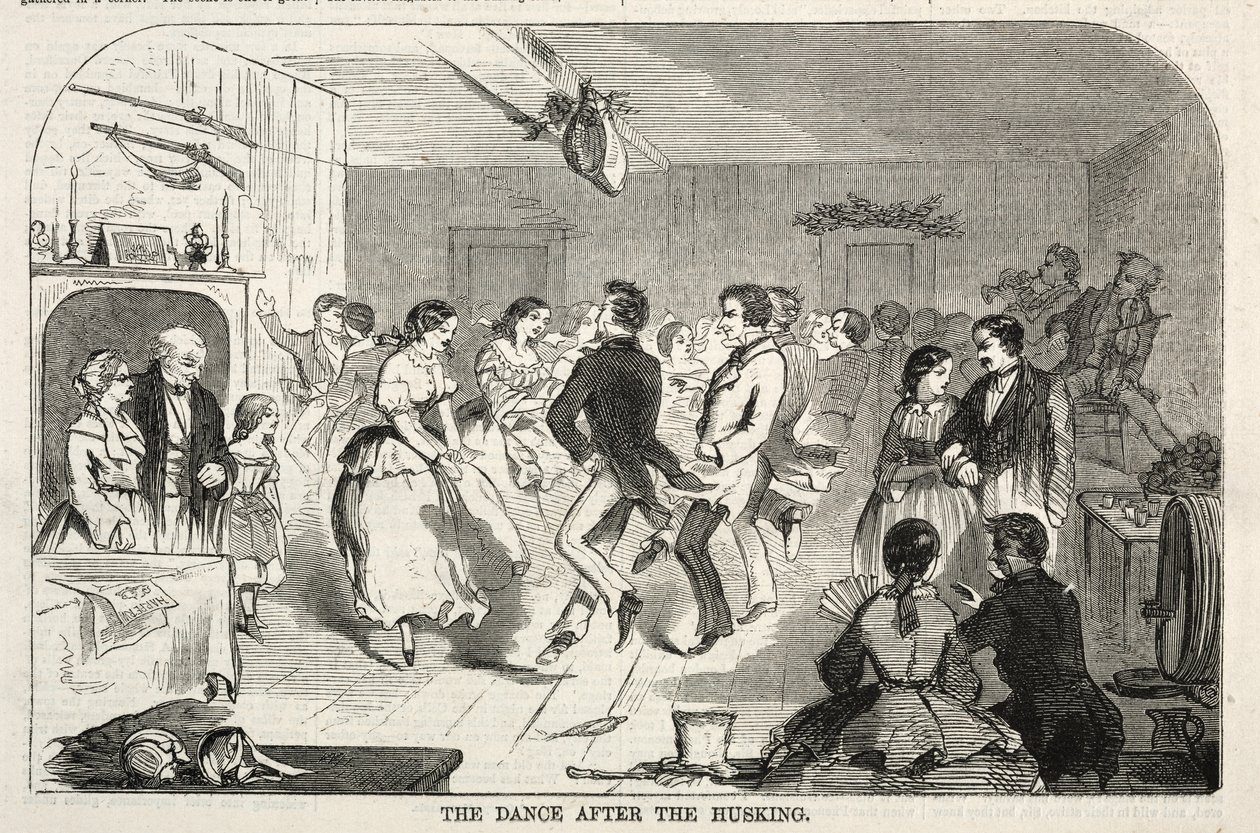 A hántás utáni tánc, 1858. alkotó: Winslow Homer