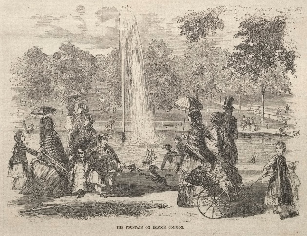 A szökőkút a Boston Commonban, 1857. alkotó: Winslow Homer