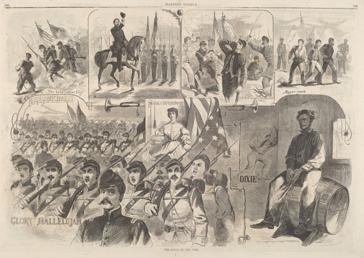 A háború dalai, 1861-ben jelent meg. alkotó: Winslow Homer
