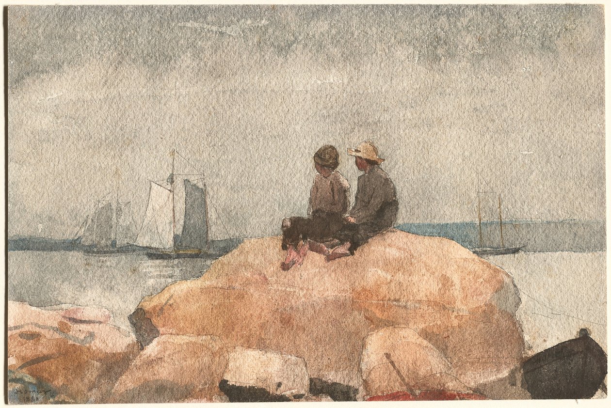 Két fiú nézi a szkúnárokat alkotó: Winslow Homer